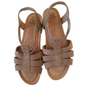 Earth Origins Laney Leather Sling Back Sandal Sedona Brown Comfort